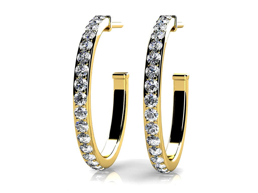 Classic Single Row Lab - Grown Diamond Round Hoop Earrings with 0.65 ct.(finished) 1.4mm - Luxury Time NYC