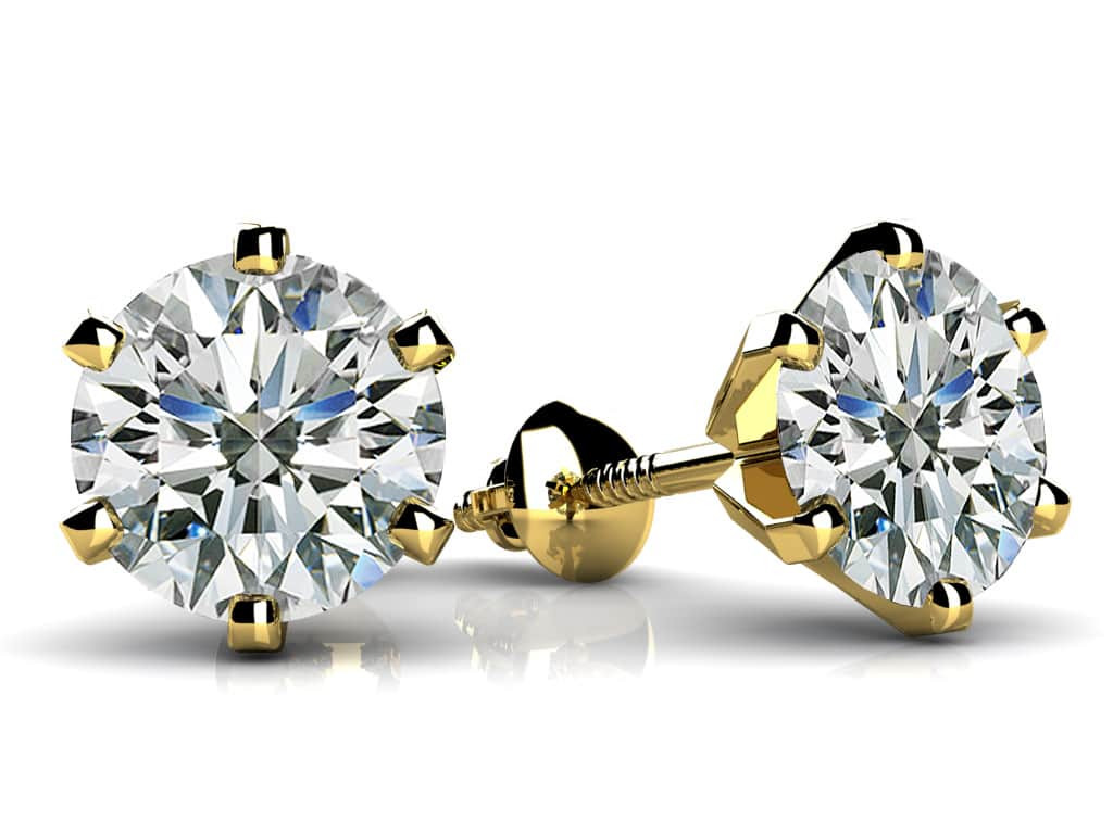 Classic Six Prong Diamond Stud Earrings with 0.50 ct.(finished) 4.0mm - Luxury Time NYC