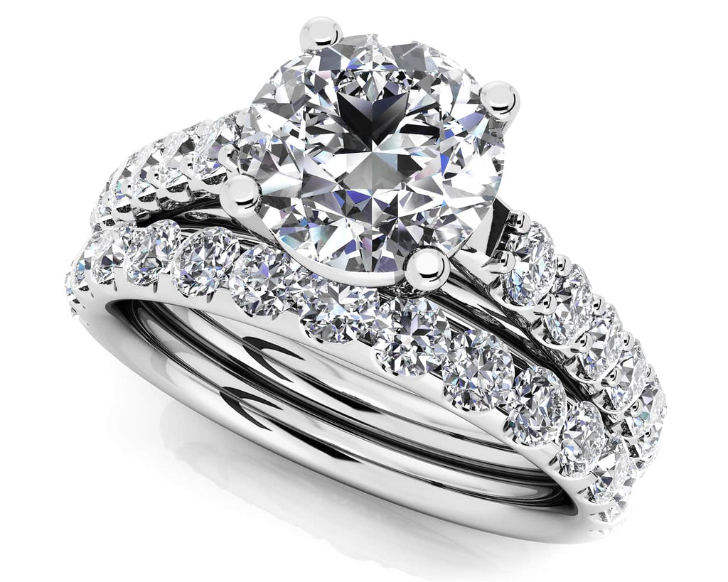 Classic Sparkle Diamond Wedding Set Diamond with 1.71 ct. (0.75 ct. center diamond) - Luxury Time NYC