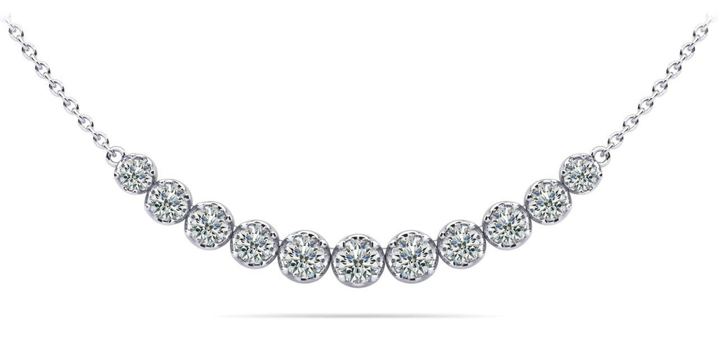 Classic Strand Necklace With Graduated Diamonds And Chain Lab - Grown Diamond with 0.99 ct.(finished) - Luxury Time NYC