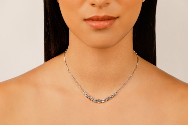 Classic Strand Necklace With Graduated Diamonds And Chain Lab - Grown Diamond with 0.99 ct.(finished) - Luxury Time NYC