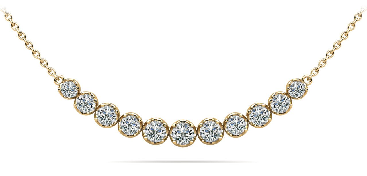 Classic Strand Necklace With Graduated Diamonds And Diamond Chain with 0.99 ct.(finished) - Luxury Time NYC
