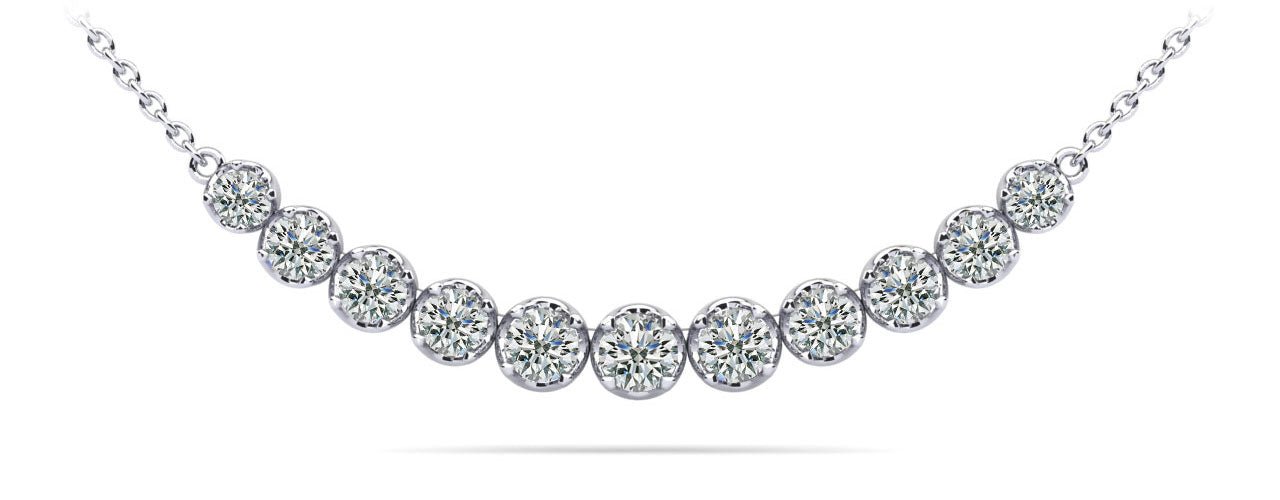 Classic Strand Necklace With Graduated Diamonds And Diamond Chain with 0.99 ct.(finished) - Luxury Time NYC