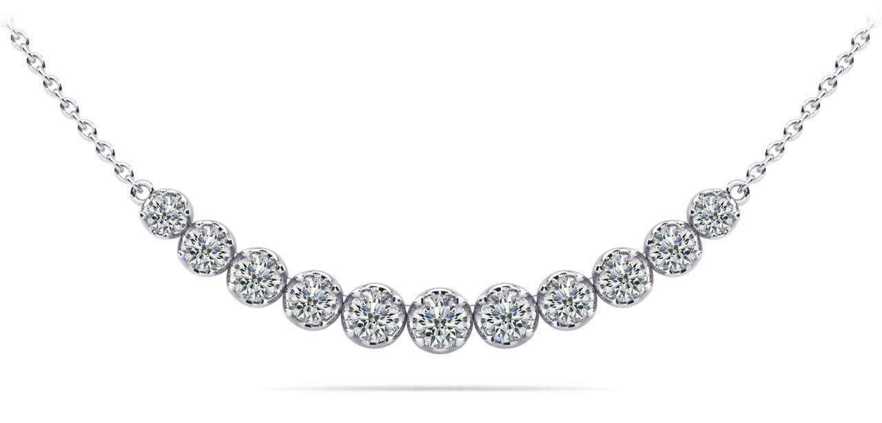 Classic Strand Necklace With Graduated Diamonds And Diamond Chain with 0.99 ct.(finished) - Luxury Time NYC