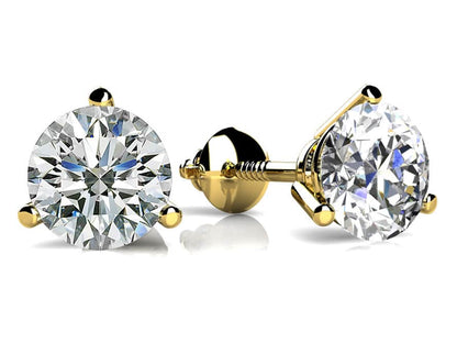 Classic Three Prong Diamond Lab - Grown Diamond Studs with 0.76 ct.(finished) 4.6mm - Luxury Time NYC