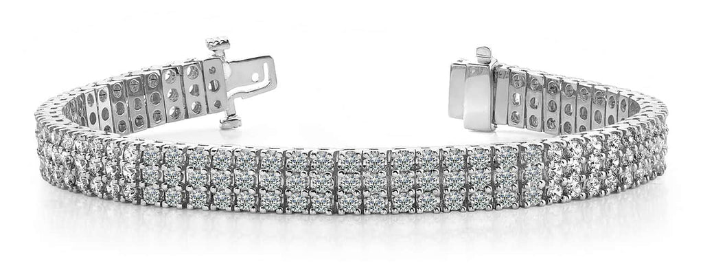 Classic Three Row Diamond Bracelet with 6.30 ct.(finished) 2.0mm - Luxury Time NYC