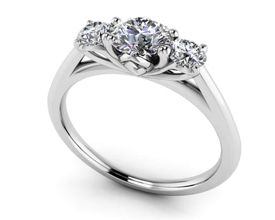 Classic Three Stone Diamond Wedding Lab - Grown Diamond Ring with 0.82 ct. (0.50 ct. center diamond) - Luxury Time NYC