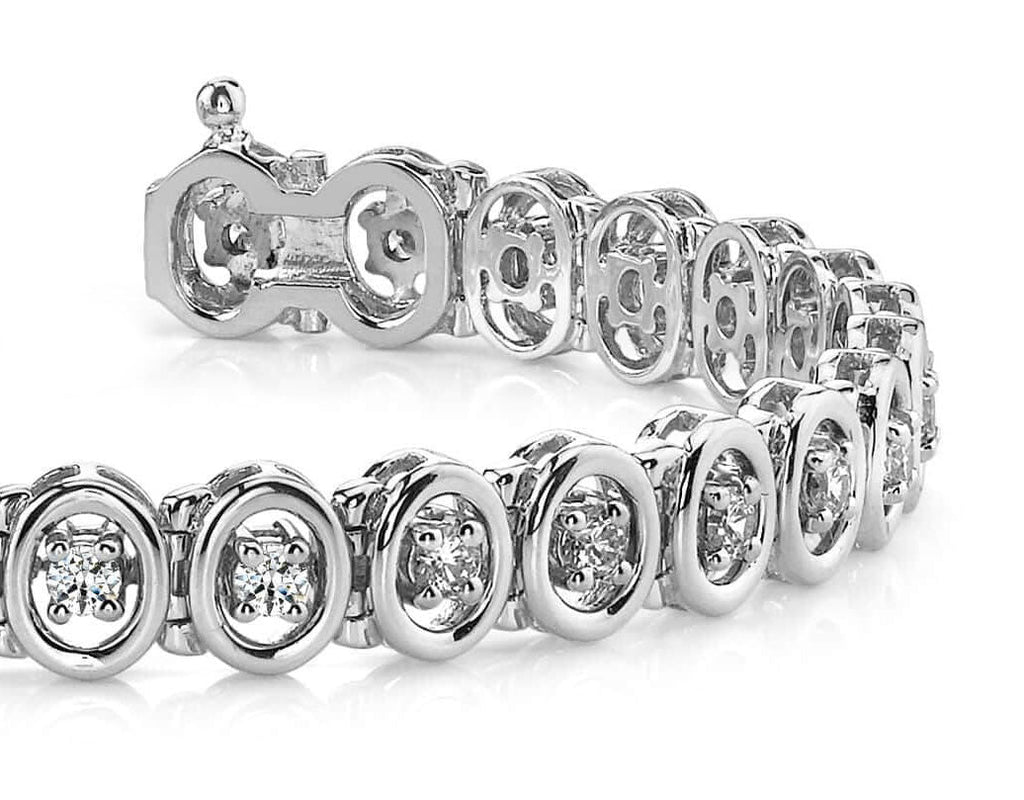 Classic Two Tone Oval Link Diamond Bracelet with 1.86 ct.(finished) 2.5mm - Luxury Time NYC