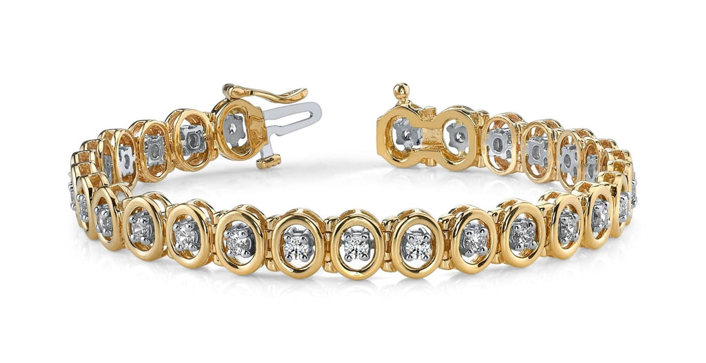 Classic Two Tone Oval Link Diamond Bracelet with 1.86 ct.(finished) 2.5mm - Luxury Time NYC