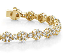 Load image into Gallery viewer, Cluster Flower Link Diamond Bracelet with 4.21 ct.(finished) 1.5mm, 2mm, 2.5mm - Luxury Time NYC