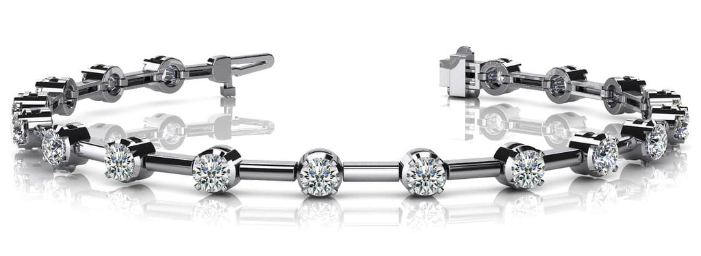 Column Link Round Diamond Bracelet with 1.26 ct.(finished) 2.5mm - Luxury Time NYC