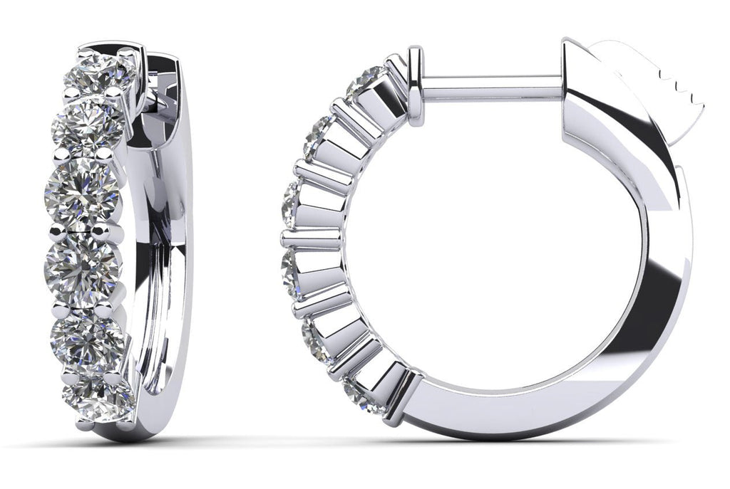 Common Prong Huggie Diamond Hoop Earrings with 0.84 ct.(finished) 2.6mm - Luxury Time NYC