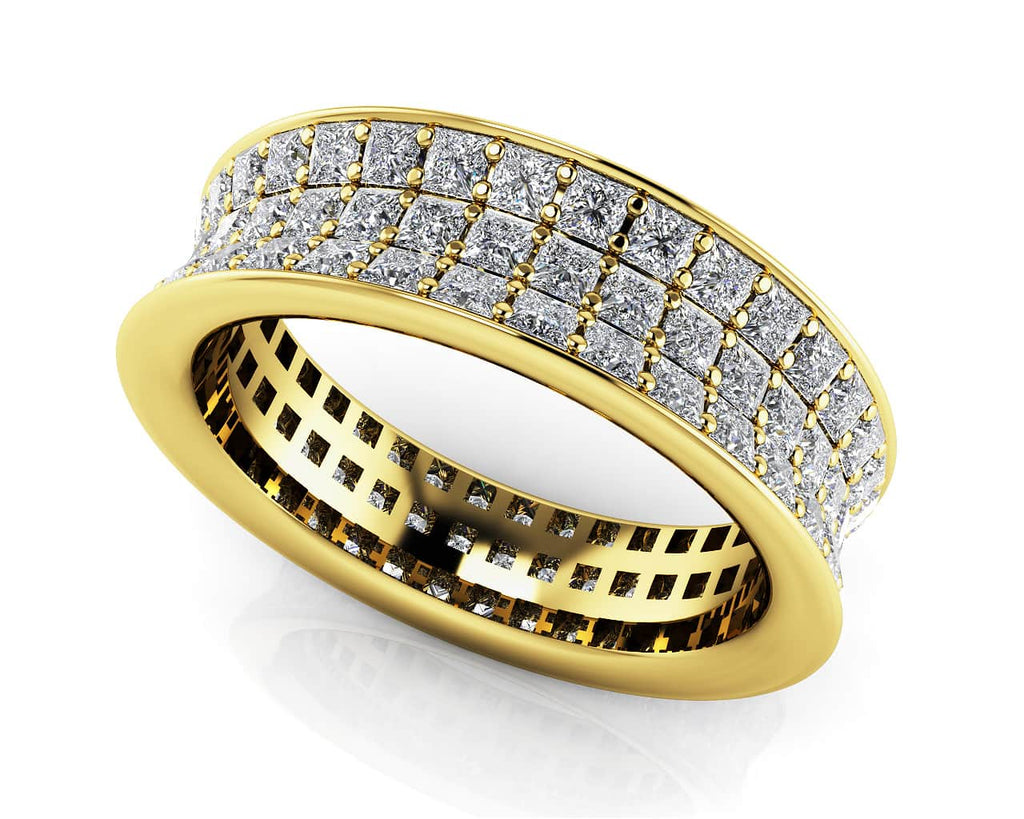 Concave 3 Row Princess Cut Lab - Grown Diamond Eternity Ring with 2.70 ct.(finished) 1.5mm - Luxury Time NYC