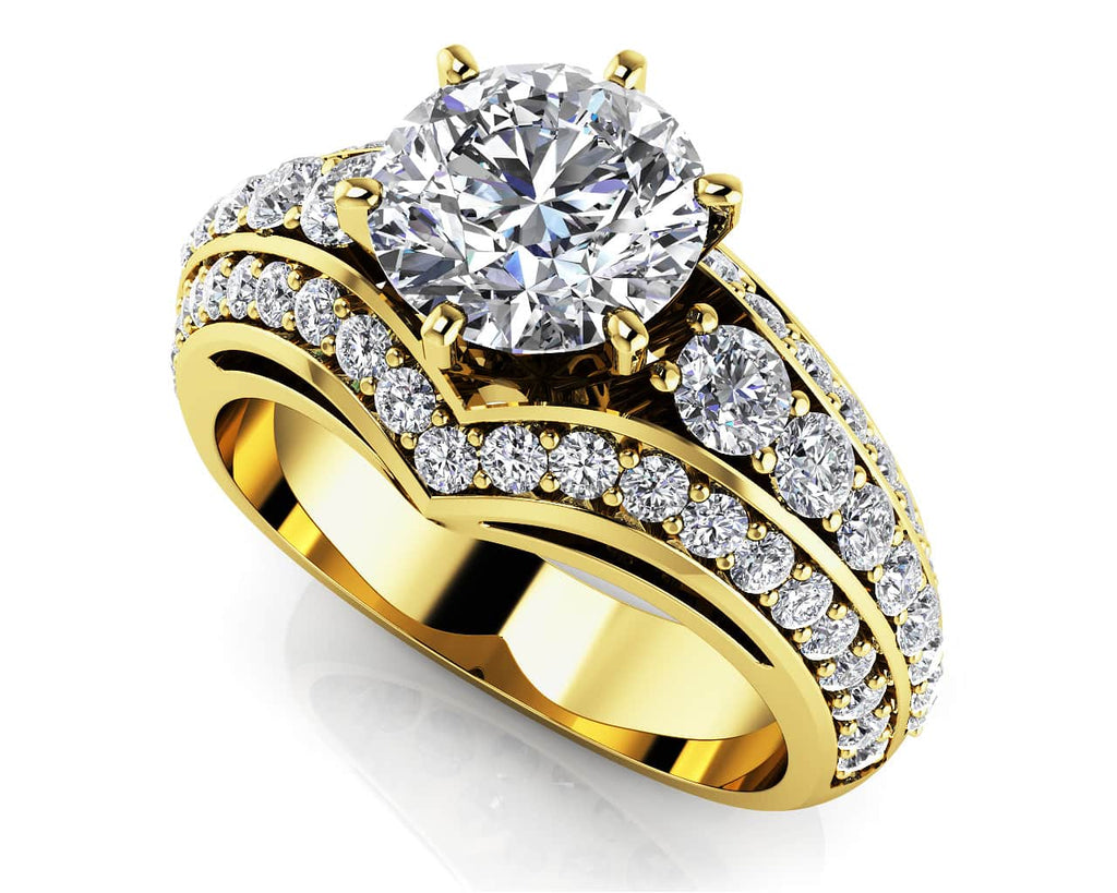 Contemporary Engagement Ring With Side Stones Diamond with 1.36 ct. (0.50 ct. center diamond) - Luxury Time NYC