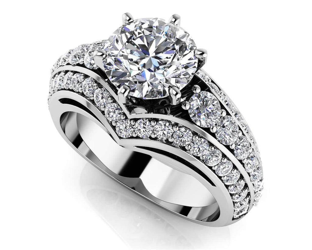 Contemporary Engagement Ring With Side Stones Diamond with 1.61 ct. (0.75 ct. center diamond) - Luxury Time NYC