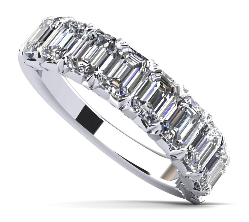 Crown Emerald Cut Lab - Grown Diamond Anniversary Ring with 1.65 ct.(finished) 3.5x2.5mm - Luxury Time NYC