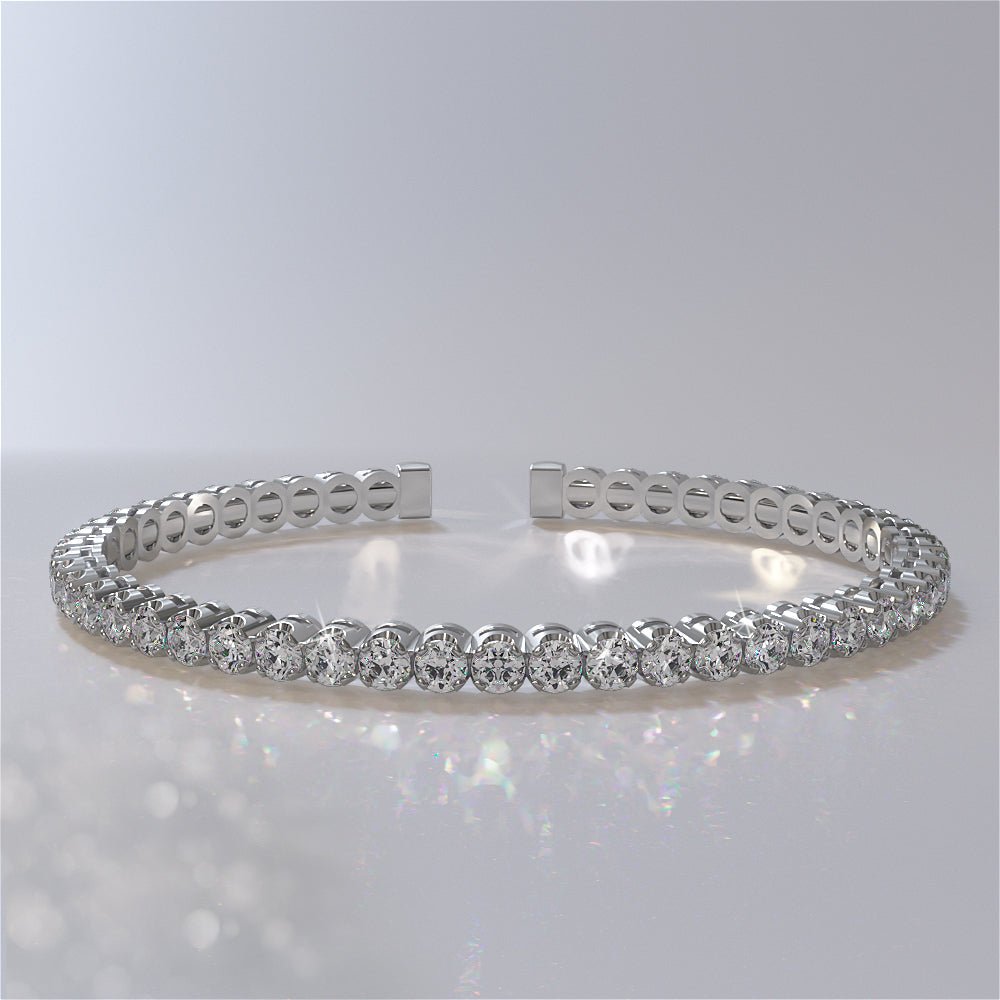 Curved Prong Flexible Diamond Bangle Bracelet with 2.48 ct.(finished) 2.5mm - Luxury Time NYC