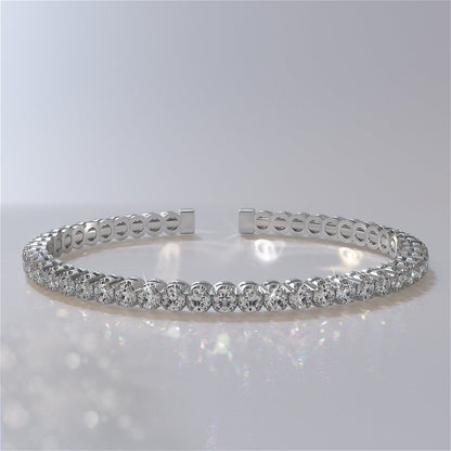 Curved Prong Flexible Diamond Bangle Bracelet with 3.00 ct.(finished) 2.75mm - Luxury Time NYC