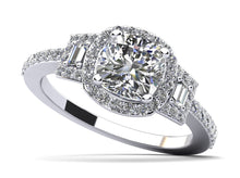 Load image into Gallery viewer, Cushion Cut and Baguettes Lab - Grown Diamond Engagement Ring with 2.01 ct. (1.50 ct. center diamond) - Luxury Time NYC