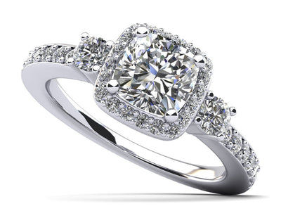 Cushion Cut Halo Diamond Engagement Ring with Side Stones Diamond with 2.04 ct. (1.50 ct. center diamond) - Luxury Time NYC