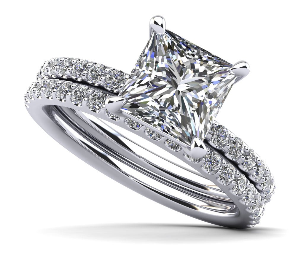 Cut To Perfection Princess Diamond Bridal Set Diamond with 2.09 ct. (1.50 ct. center diamond) - Luxury Time NYC