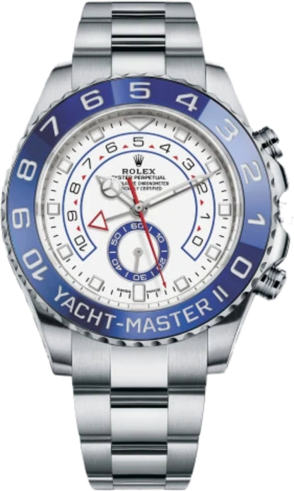Rolex Yacht-Master II Stainless Steel White Dial Mercedes Hands Blue Ceramic Bezel 116680