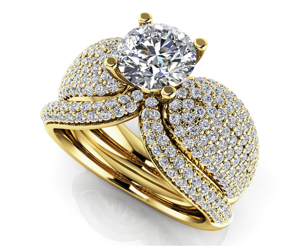 Dazzling Diamond Bridal Set With Side Stones Diamond with 2.28 ct. (1.00 ct. center diamond) - Luxury Time NYC