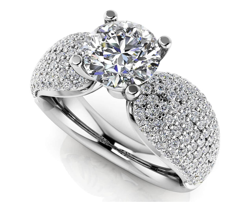 Dazzling Diamond Engagement Ring With Side Stones Diamond with 1.36 ct. (0.50 ct. center diamond) - Luxury Time NYC