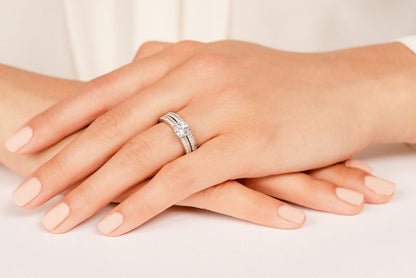 Dazzling Four Row Diamond Engagement Ring Set Lab - Grown Diamond with 2.70 ct. (2.00 ct. center diamond) - Luxury Time NYC