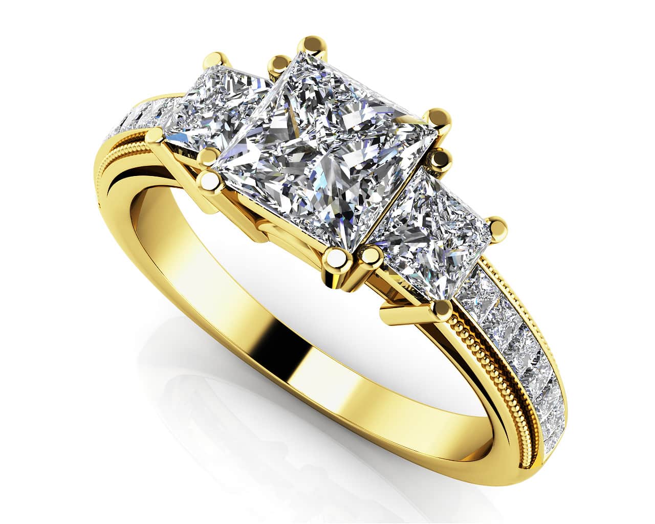 Dazzling Princess Diamond Engagement Ring with 1.23 ct. (0.50 ct. center diamond) - Luxury Time NYC