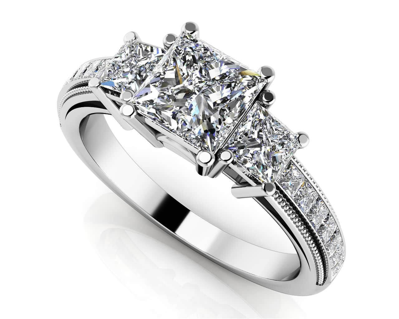 Dazzling Princess Diamond Engagement Ring with 1.23 ct. (0.50 ct. center diamond) - Luxury Time NYC