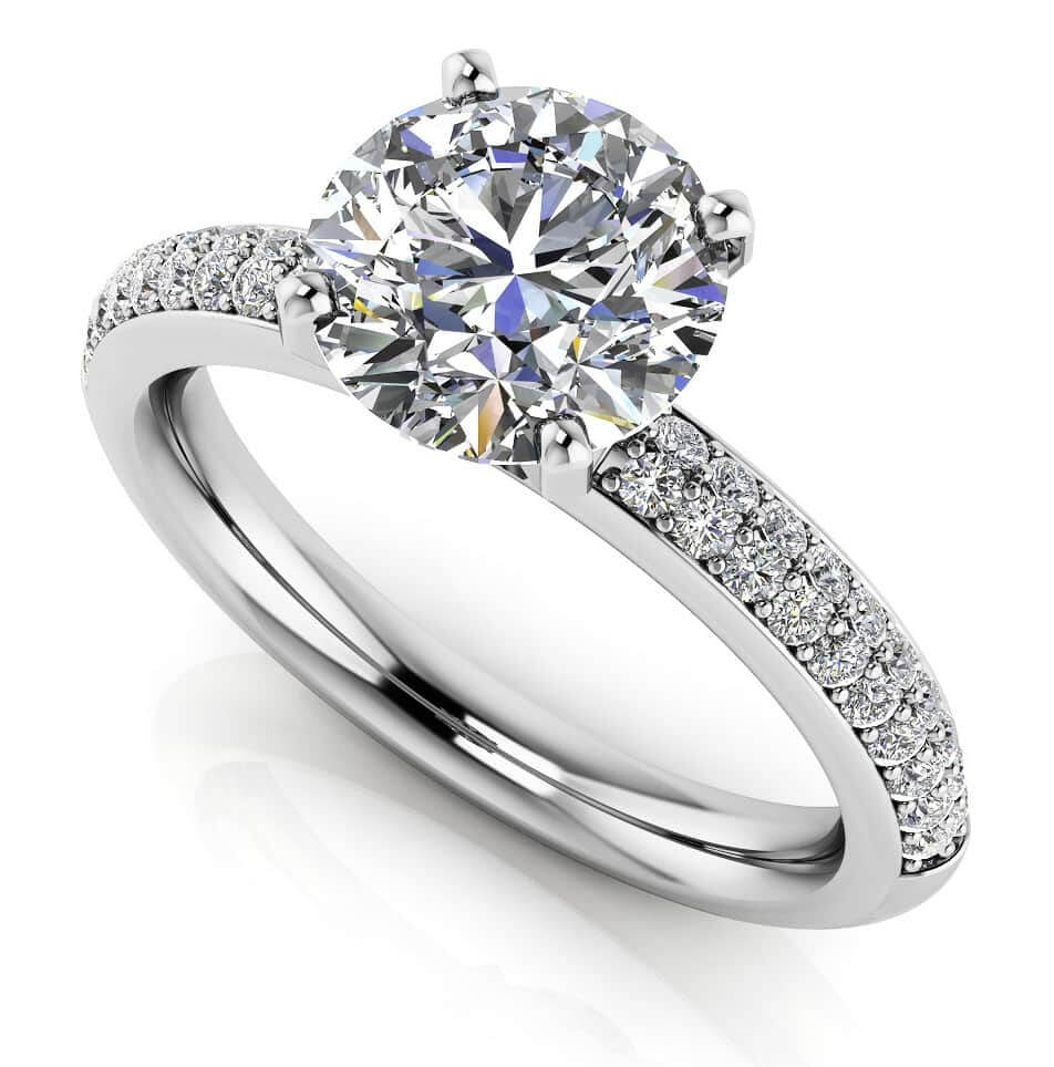 Dazzling Two Row Diamond Engagement Ring with 0.82 ct. (0.50 ct. center diamond) - Luxury Time NYC