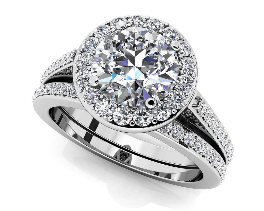 Delighted By Round Diamonds Matching Wedding Set Diamond with 0.99 ct. (0.50 ct. center diamond) - Luxury Time NYC