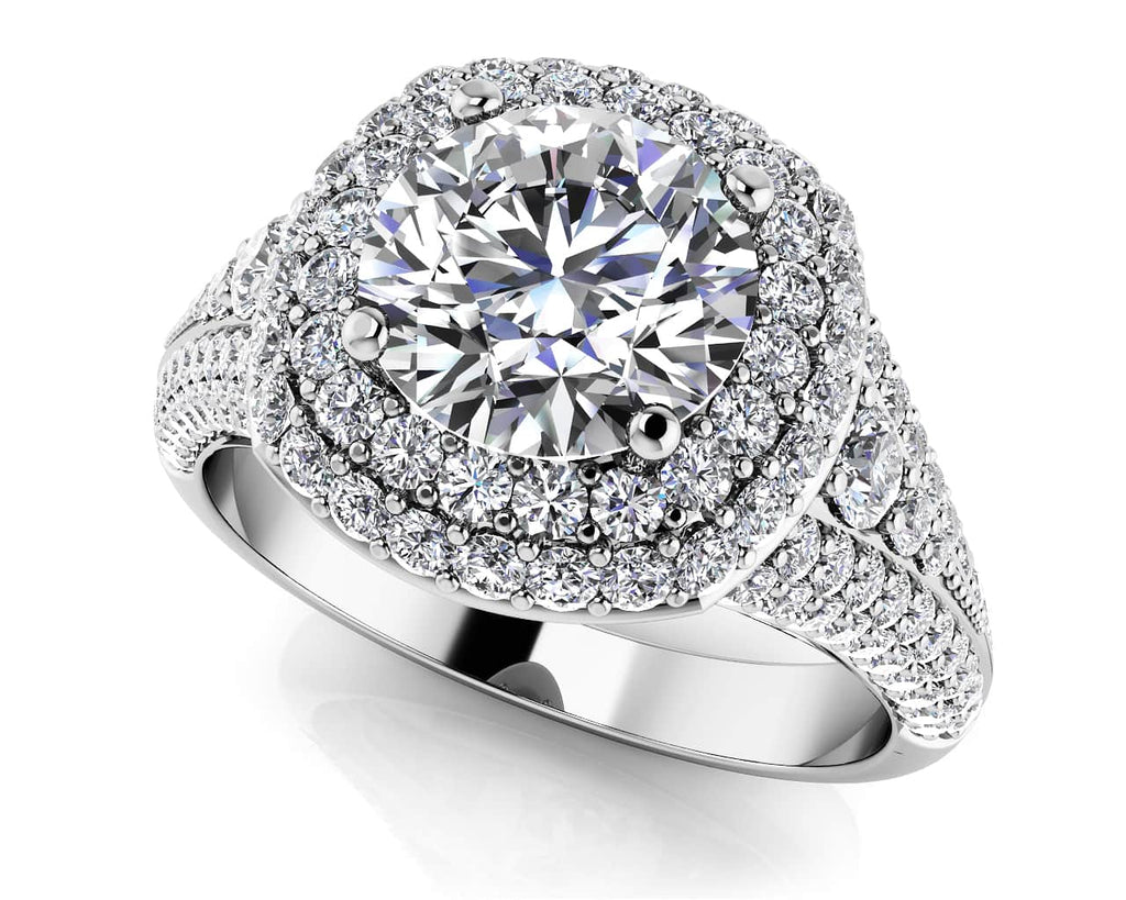 Deluxe Double Halo Diamond Engagement Ring with 1.34 ct. (0.50 ct. center diamond) - Luxury Time NYC