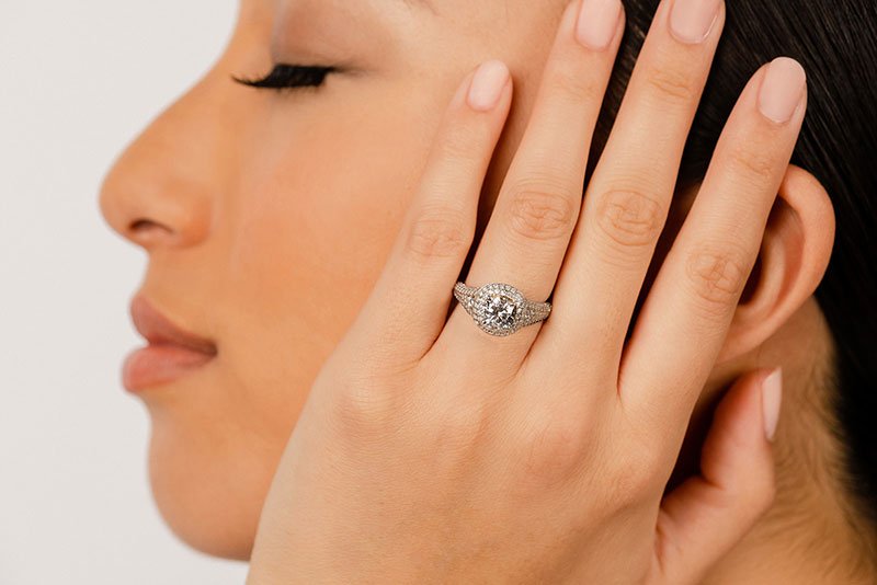 Deluxe Double Halo Lab - Grown Diamond Engagement Ring with 1.97 ct. (1.00 ct. center diamond) - Luxury Time NYC