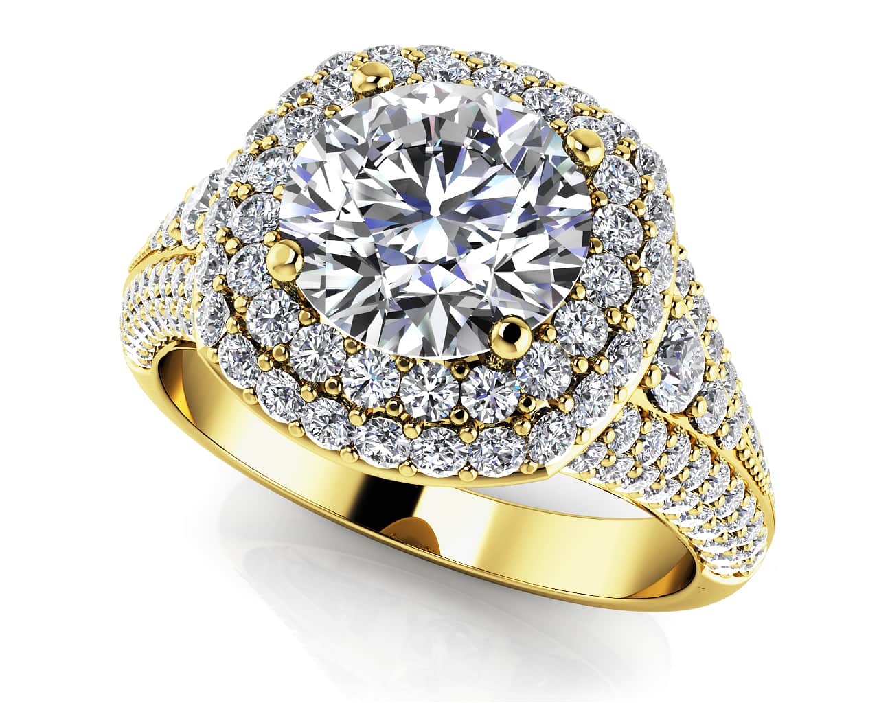 Deluxe Double Halo Lab - Grown Diamond Engagement Ring with 1.97 ct. (1.00 ct. center diamond) - Luxury Time NYC
