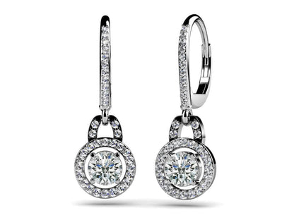 Designer Style Diamond Circle Earrings Lab - Grown Diamond with 0.93 ct. (2X0.25 ct. center diamonds) - Luxury Time NYC
