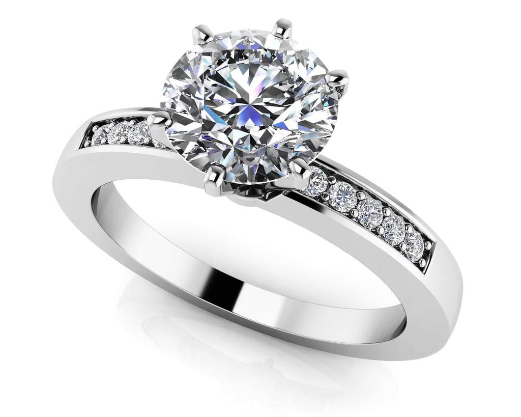 Diamond Accent Diamond Engagement Ring with 0.55 ct. (0.50 ct. center diamond) - Luxury Time NYC