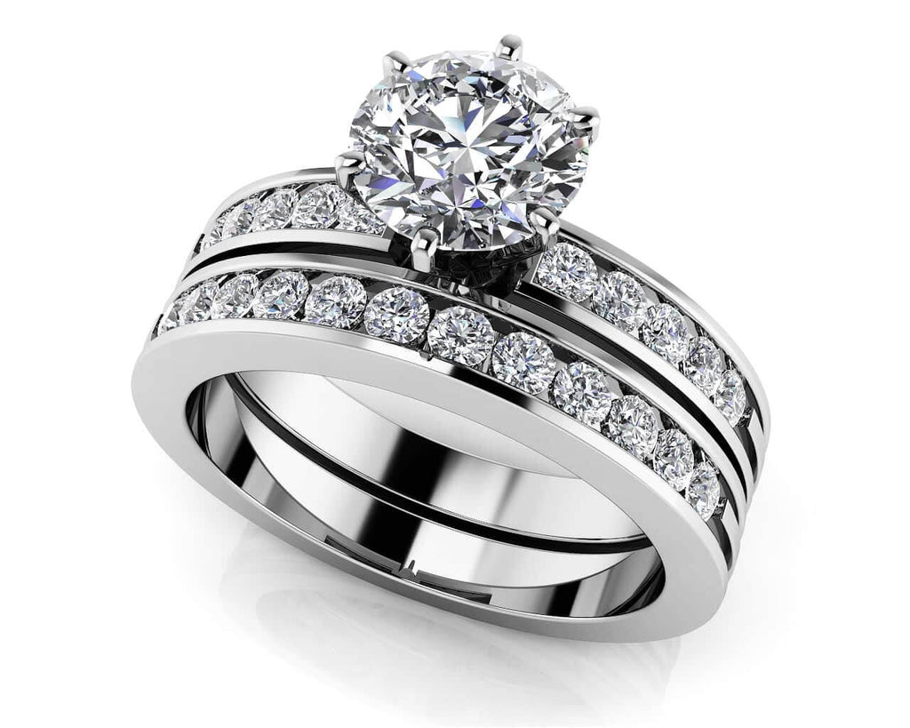 Diamond Band Center Focus Bridal Set Diamond with 0.98 ct. (0.50 ct. center diamond) - Luxury Time NYC