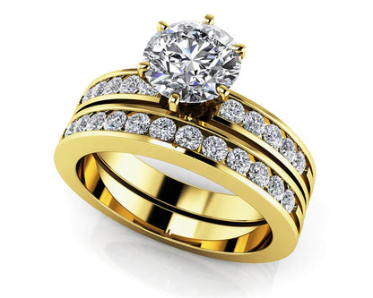 Diamond Band Center Focus Bridal Set Diamond with 1.23 ct. (0.75 ct. center diamond) - Luxury Time NYC