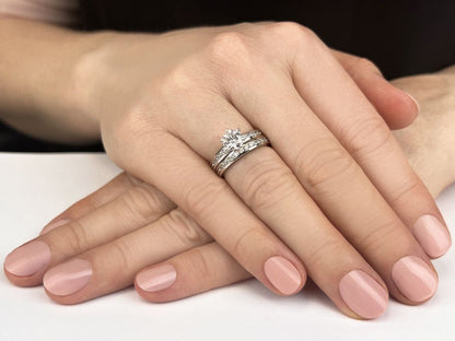 Diamond Band Center Focus Bridal Set Diamond with 1.23 ct. (0.75 ct. center diamond) - Luxury Time NYC