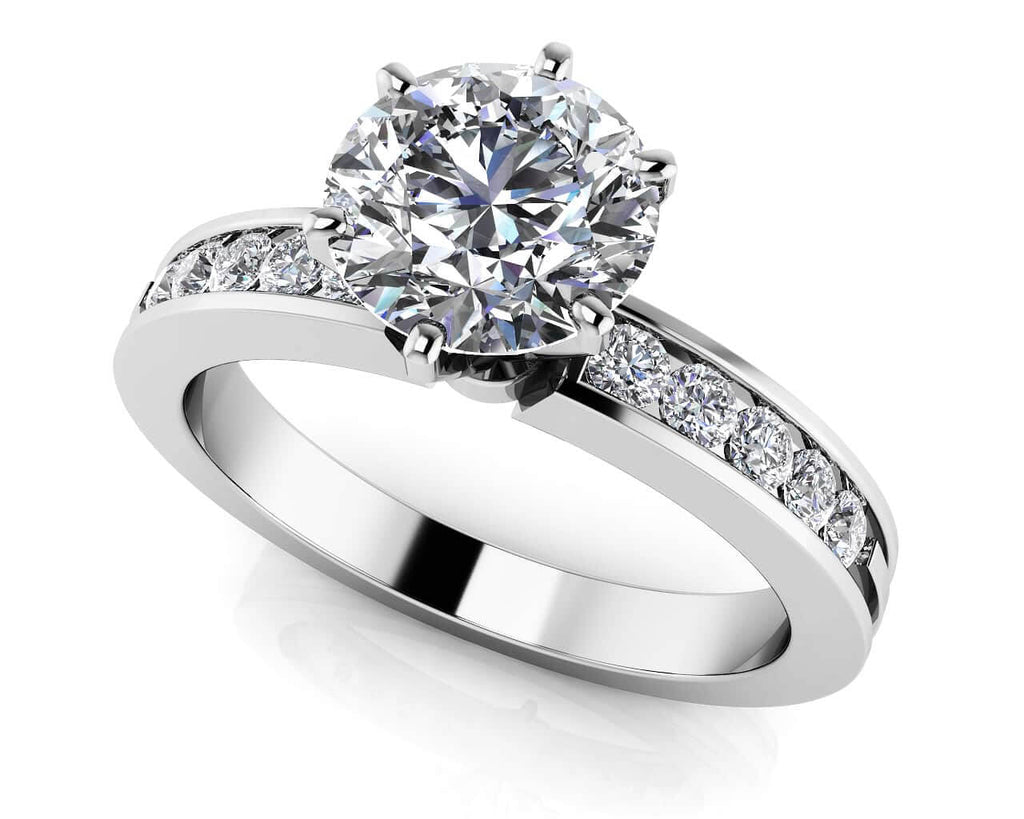 Diamond Band Center Focus Diamond Engagement Ring with 0.72 ct. (0.50 ct. center diamond) - Luxury Time NYC