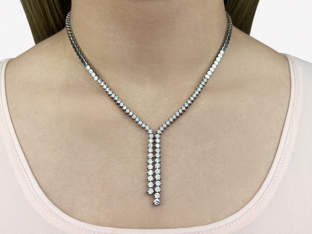 Diamond Bolero Tie Diamond Necklace with 2.04 ct.(finished) - Luxury Time NYC