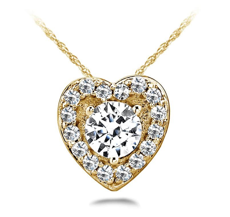 Diamond Center Heart Diamond Pendant with 0.24 ct.(finished) 1mm, 3.5mm - Luxury Time NYC