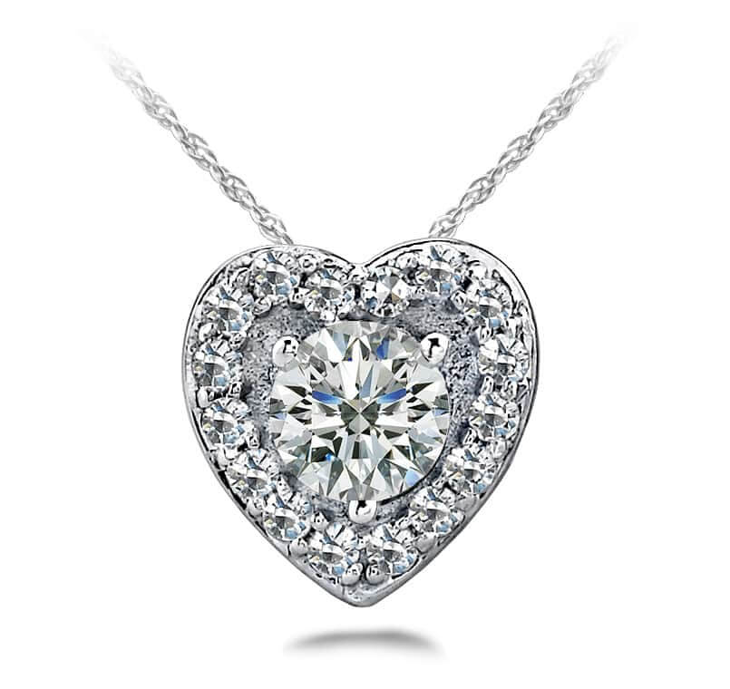 Diamond Center Heart Diamond Pendant with 0.24 ct.(finished) 1mm, 3.5mm - Luxury Time NYC