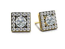 Load image into Gallery viewer, Diamond Centered Square Diamond Studs with 0.32 ct.(finished) 1mm, 2.7mm - Luxury Time NYC