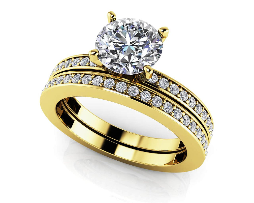 Diamond Channel Band Bridal Set Diamond with 1.19 ct. (0.50 ct. center diamond) - Luxury Time NYC