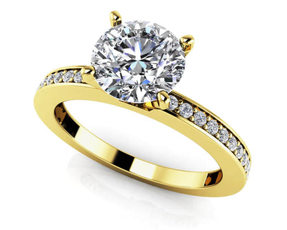 Diamond Channel Band Diamond Engagement Ring with 1.32 ct. (1.00 ct. center diamond) - Luxury Time NYC