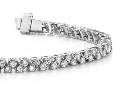 Diamond Checkerboard Two Row Tennis Diamond Bracelet with 4.90 ct.(finished) 2.25mm - Luxury Time NYC