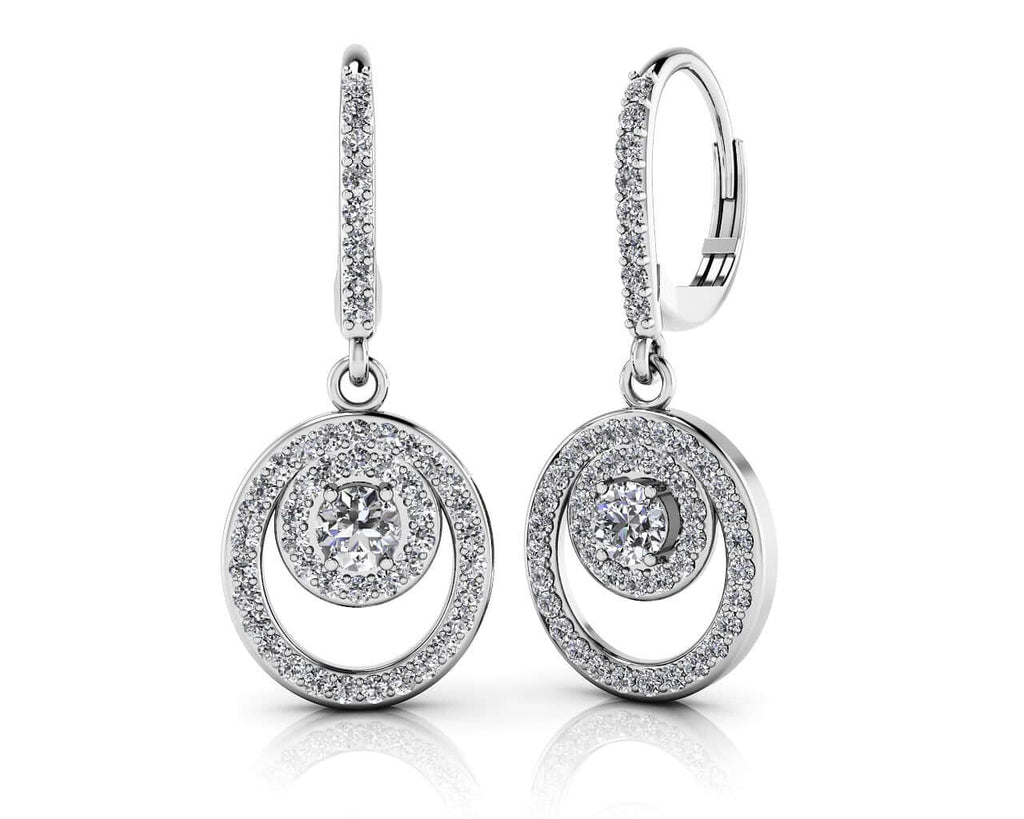 Diamond Circle Pendant Shephard Hook Earrings Lab - Grown Diamond with 1.50 ct.(finished) 1.3mm, 4mm - Luxury Time NYC